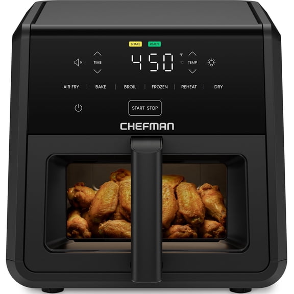 Chefman TurboFry Air Fryer, 450°F Max Temp, 6 Functions, and 9-Quart Capacity - Black