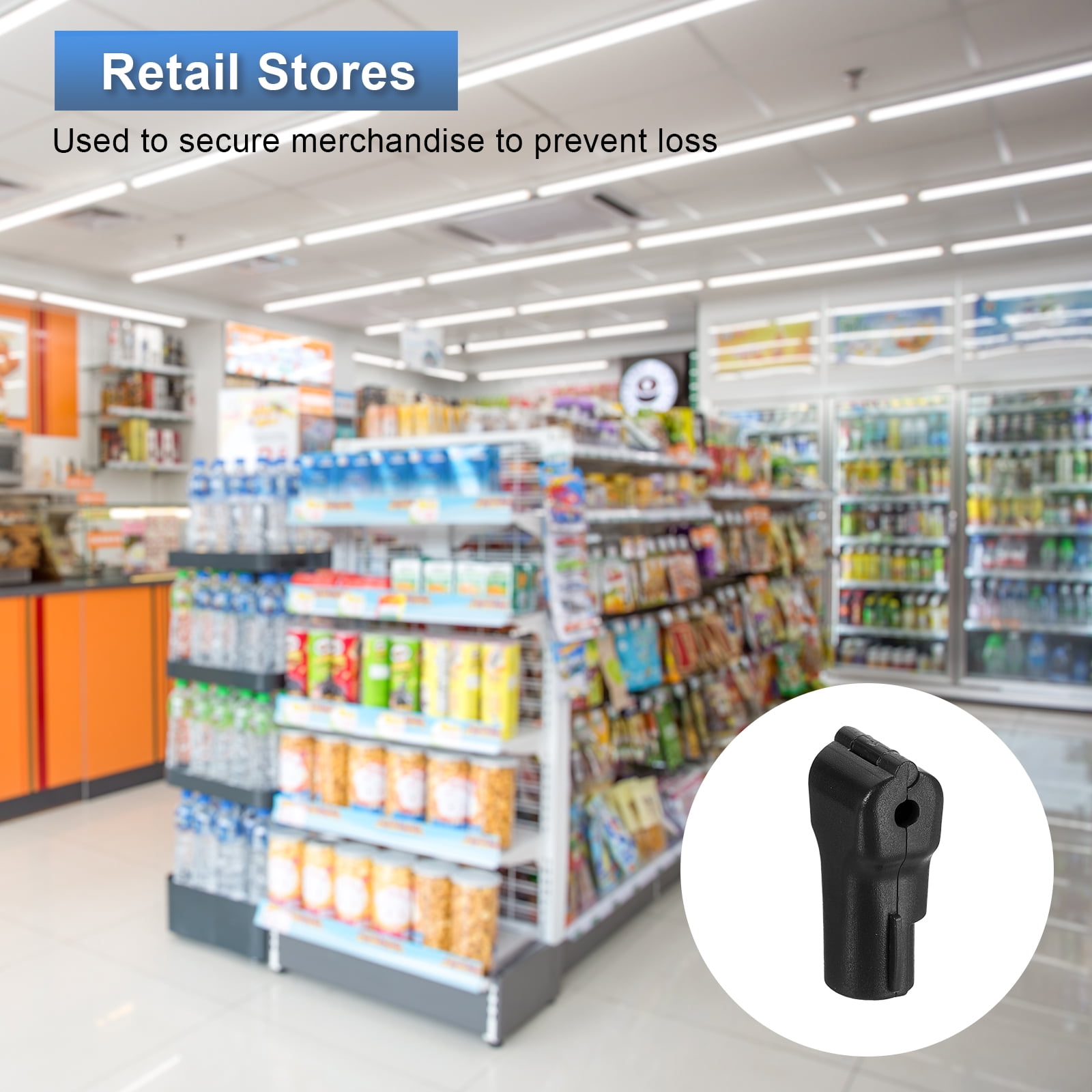 Uxcell 100 Pcs Peg Hook Locks Stop Locks 0.16'' ABS Pegboard Display Hook Security Lock Anti Theft Stop Locks Black