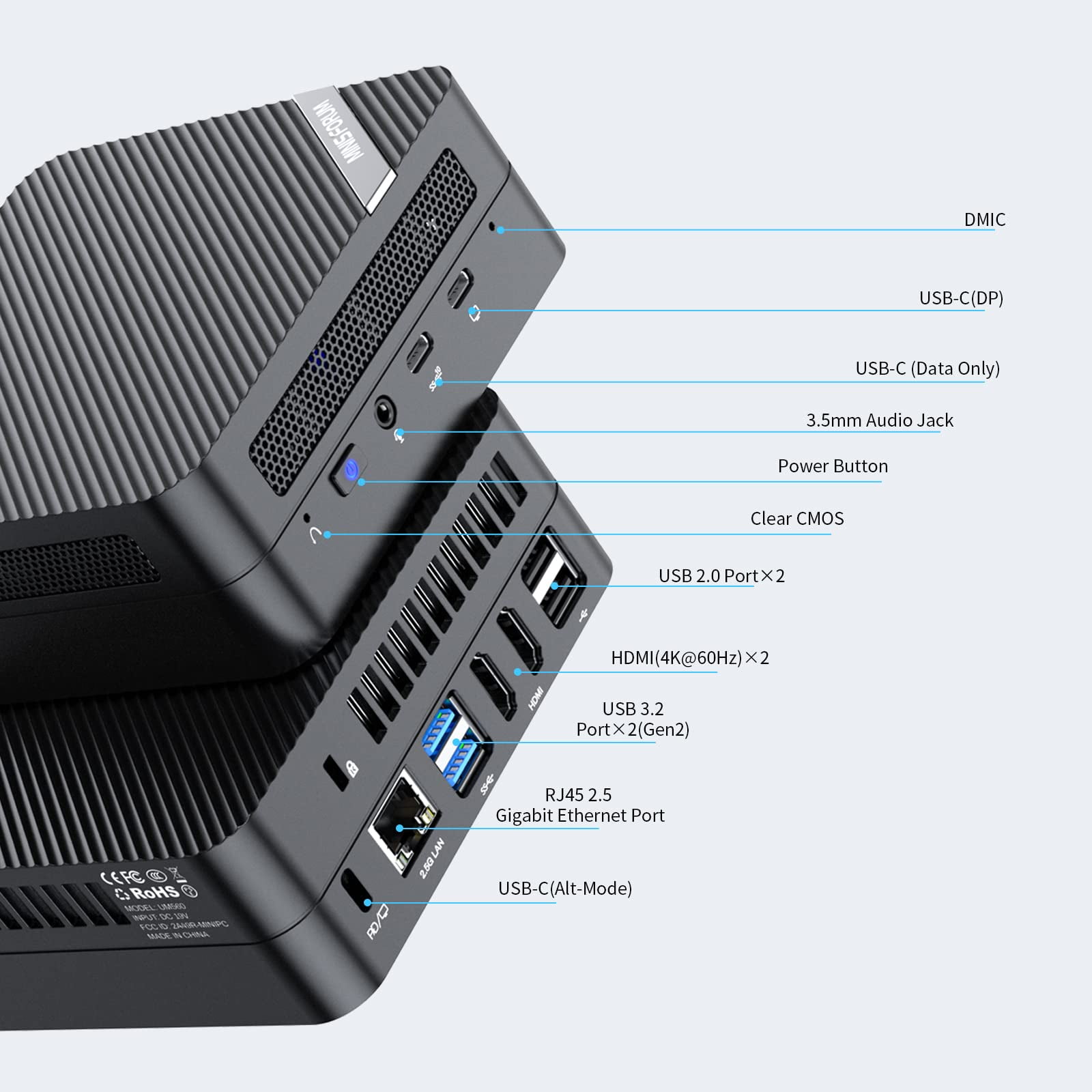 Mini PC Windows 11 UM560 AMD Ryzen 5 5625U 6 Cores/12