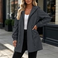 thumbnail image 6 of Puntoco Women's Waterproof Hooded Rain Jacket, Windproof Drawstring Waist Outdoor Coat Casual Lightweight Outdoor Raincoat for Women Dark Gray L, 6 of 7
