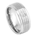 thumbnail image 2 of Men Women Cobalt Wedding Band Ring 8mm 0.07ct White Diamond With Stepped Edge Hammered Center SZ 12, 2 of 3