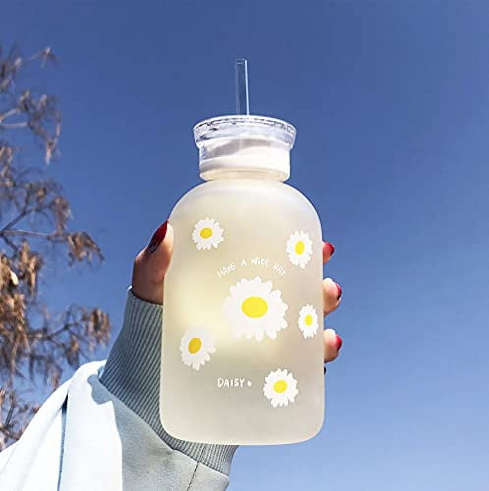 JZSMY 480ml Milk Juice Cute Water Bottle with Scale 2 Lids Little daisy  Matte Portable Transparent W…See more JZSMY 480ml Milk Juice Cute Water  Bottle