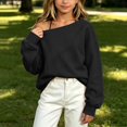thumbnail image 3 of OGLCCG Off The Shoulder Sweatshirt Tween Girls Trendy Asymmetric Neck Hoodies Shirts Long Sleeve Pullover Tops Size 5-15(Black,11-12 Years), 3 of 7