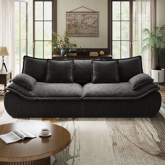 2-Seater Modular Sectional Sofa, Comfy Loveseat with Throw, Deep Seat Memory Foam Small Couches for Small Space, Living Room Apartment, Dark Grey