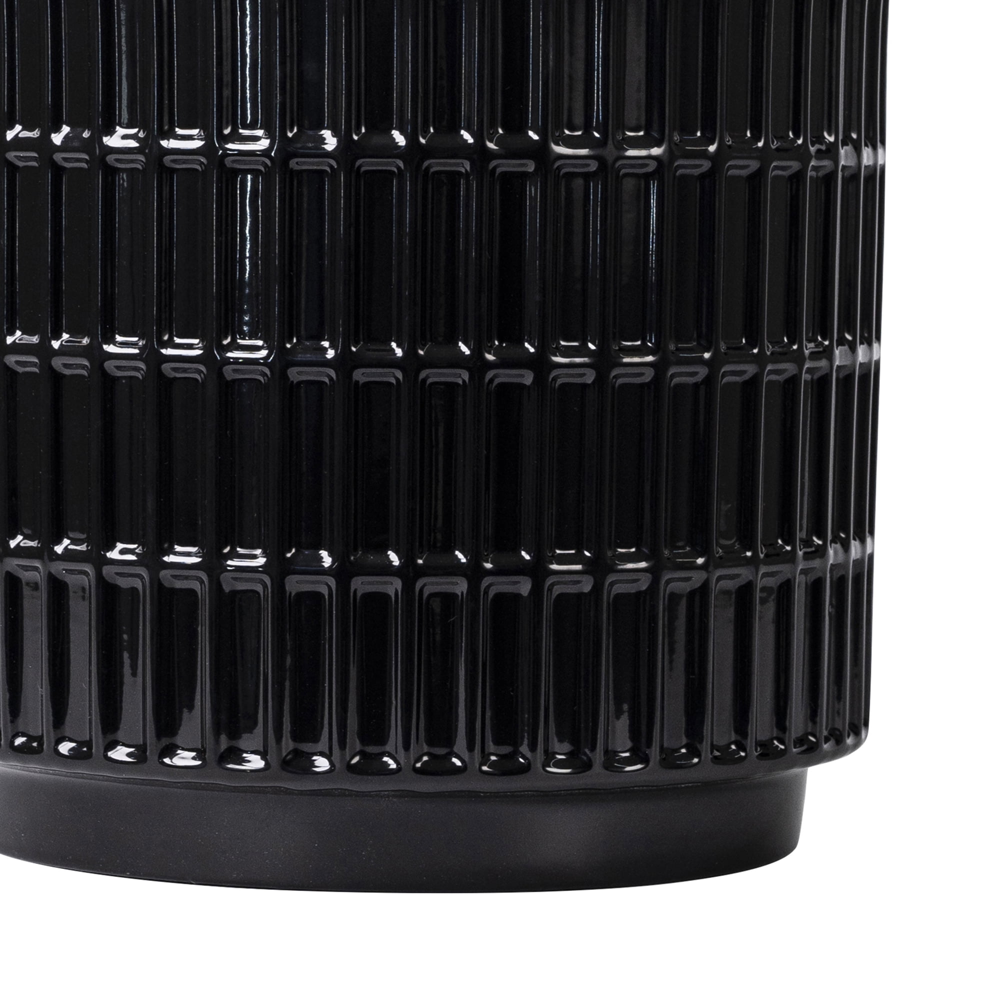 Mainstays 8" x 8" x 7.25" Round Black Ceramic Grid Plant Planter