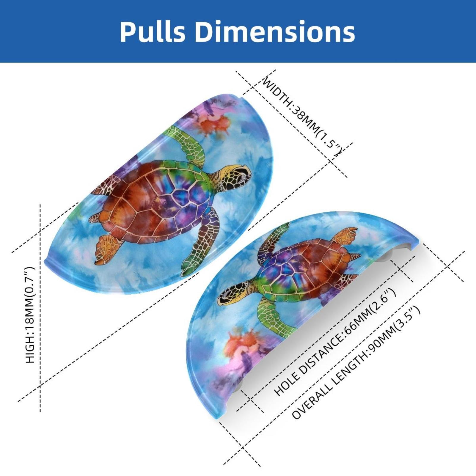 PhooArto 6 Pcs Cup Drawer Pulls, Turtle Tie Dye Pattern Shell Shape Handles Cabinet Knobs for Dresser Cupboard Closet Wardrobe with Screws