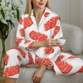 thumbnail image 6 of Pajamas for Women Set - cartoon steak pattern Comfy Long Sleeve Button Up Pajama Sets for Women 2 Piece, Soft Sleepwear Nightwear Pjs Lounge Sets for Women with Pockets, 6 of 6
