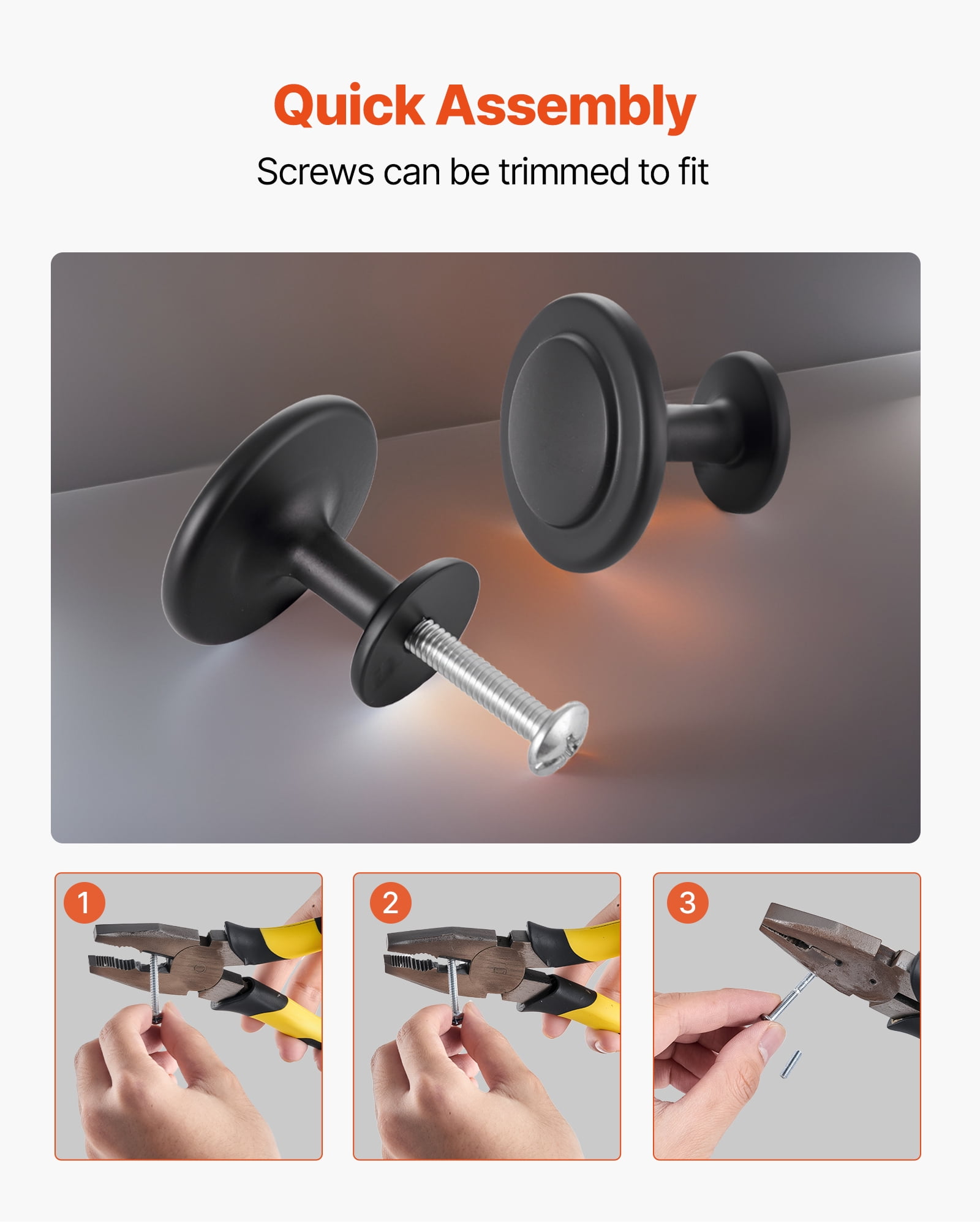 VEVOR Cabinet Knobs, 30 Pack,1.22 Inch Black Zinc Alloy Drawer Pulls & Door Handles,Mushroom Kitchen Solid Knobs Dresser Handles,Cupboard Hardware with Screws for Bathroom Closet Cabinets Drawers
