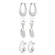 thumbnail image 1 of JeenMata Juego de 3 Pares de Pendientes de Moda para Mujer en Baño de Oro Blanco, Pendientes de Aro, Pendientes Hipoalergénicos, Colgantes y Gruesos, Regalo de Joyería para Mujer, 1 of 4