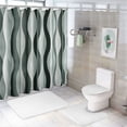 thumbnail image 7 of Creowell Dark Green Geometric Shower Curtain, Waterproof Design and Polyester, Quick-Drying, Green Fabric Shower Curtains Set for Bathroom, Machine Washable with Hooks 60x72, 7 of 7