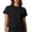 Black, variant on Women's Tops Round Neck Short Dolman Sleeve Blouses Blouses Smooth Solid Color Cropped Loose Boxy Fit Tees