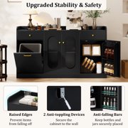 Costway 55” Large Buffet Cabinet with 2 Glass Doors, 2 Drawers, 2 Door Shelves for Kitchen Black