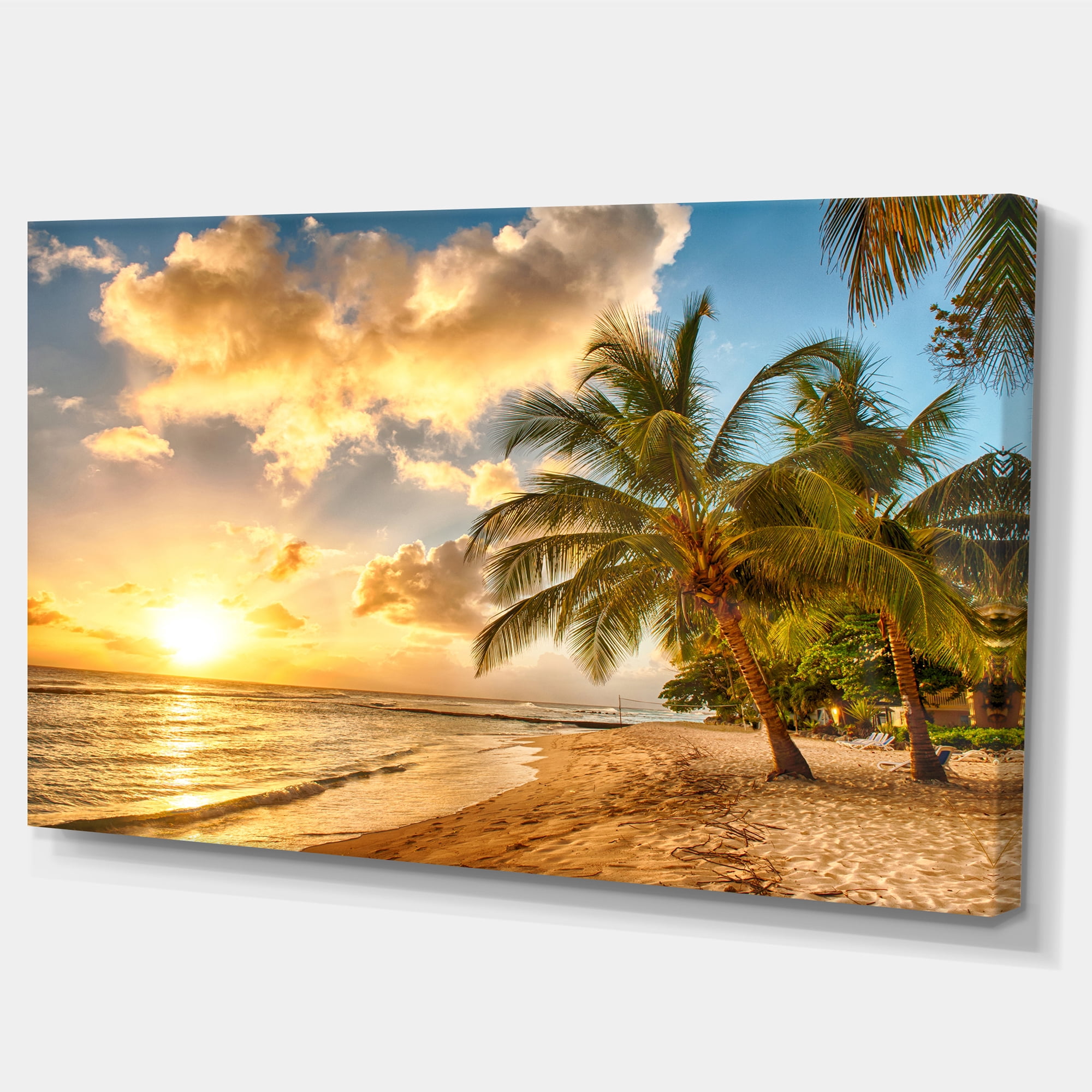 Designart 'Gorgeous Beach of Island Barbados ' Modern Seascape Canvas Artwork
