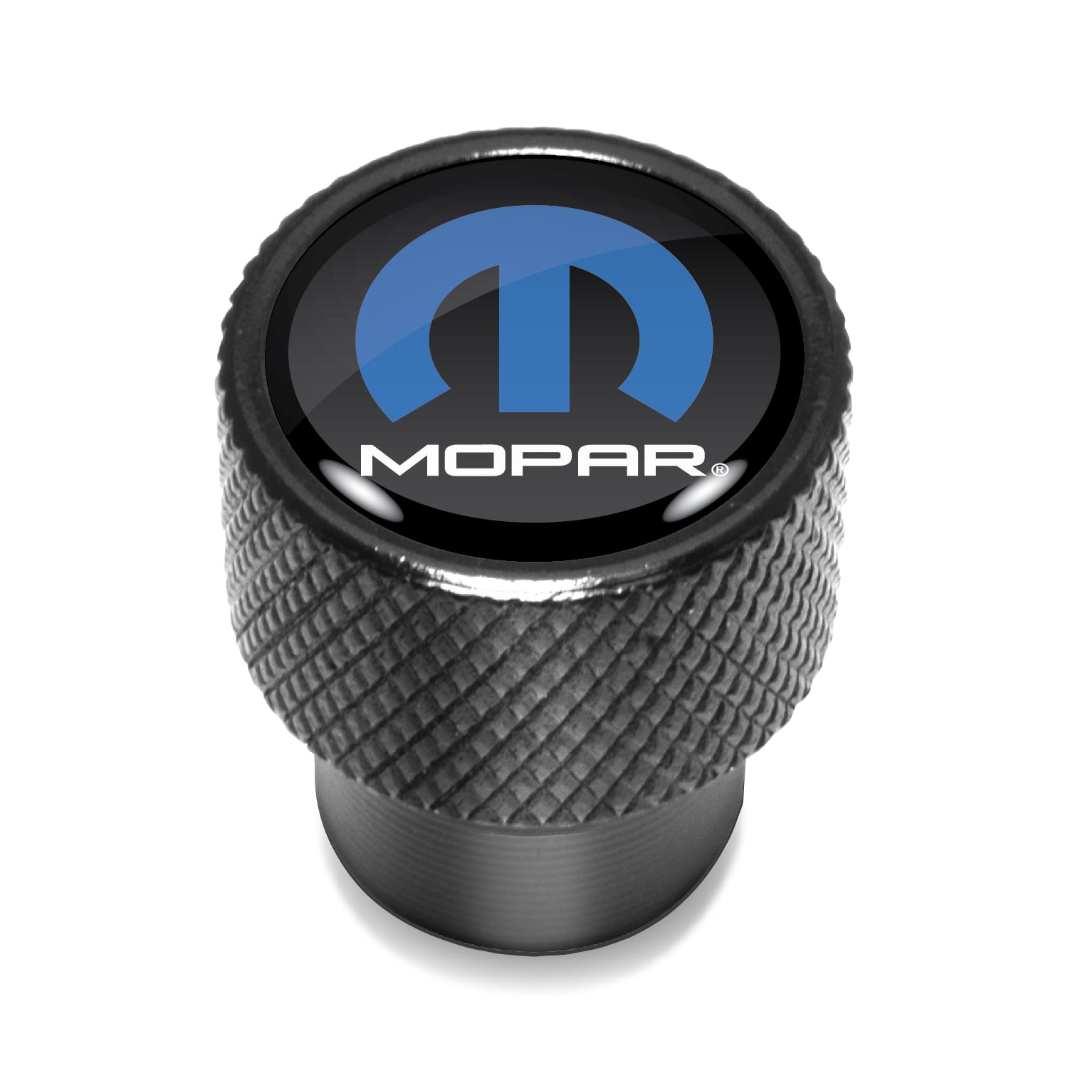 Mopar in Black on Black Aluminum Tire Valve Stem Caps