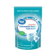 Great Value Automatic Dishwasher Pacs, Fresh Scent, 32 Count
