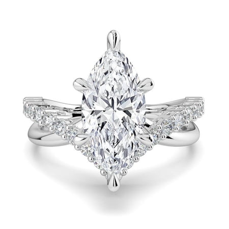 1.5 CT Marquise Cut Lab Diamond Engagement Ring for Women Hidden Halo Double band Sterling Silver Ring