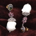 thumbnail image 2 of Natural Pearl Tourmaline,Diamond Gemstone 925 Sterling Silver Earrings, 2 of 3