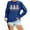 Blue, variant on Fiaer Merry Christmas Womens Sweatshirts Funny Xmas Tree Graphic Plus Size Tops Crew Neck Long Sleeve Comfort Holiday Pullover Pink XL