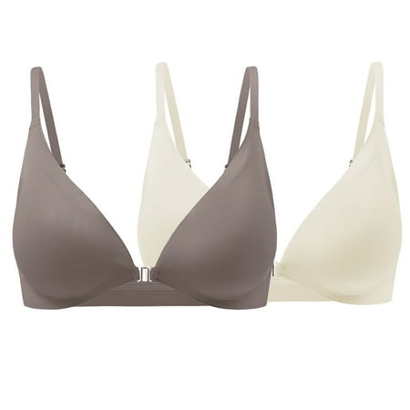 HCURIBAD Wireless Bras  Clearance! Women s Sexy Triangle Bralette Comfort Full Coverage Bra Front Close Deep V Seamless Wireless Adjustable Bras  Seamless Bra  Backless Bra  Bras for Women Yellow M