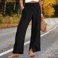 thumbnail image 2 of LEKODE Womens Linen Pants Flowy Pants Work Pants Office Breathable Pants Women Plus Size Pants Golf Pants Slacks for Women Plus Size Pants for Curvy Women Black L, 2 of 8