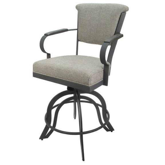 Miami 30" Metal Bar Stool Wood Arm - A Base - Portwood Ash - Grey