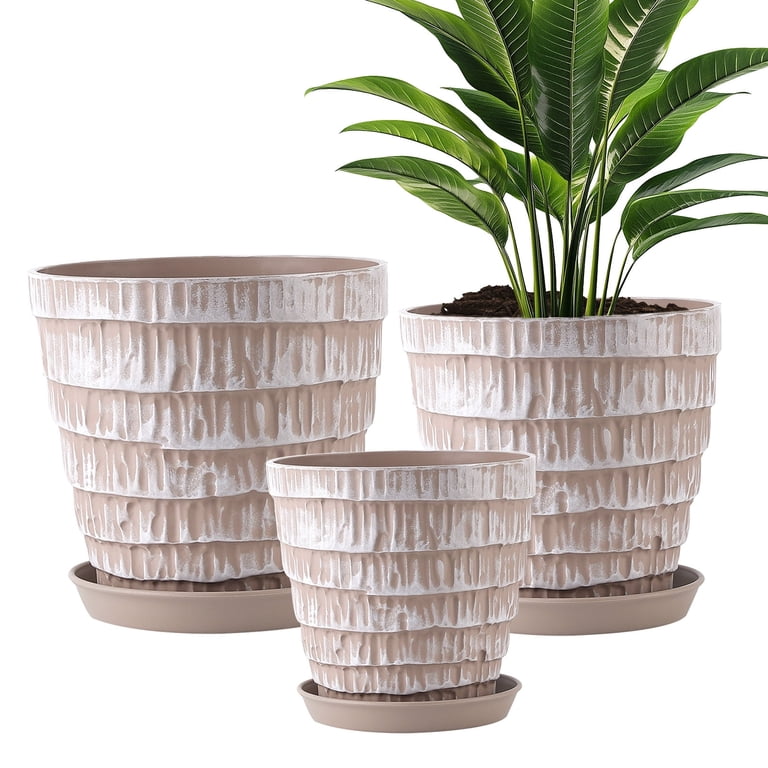 Foukus Plant Pots Set of 3, 5.5" 6.5" 7.5" Taupe photo 1