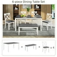 thumbnail image 3 of 6-Piece Dining Table Set with Bench and Chairs - Solid Wood Kitchen Dining Room Table Set in Farmhouse Rustic Style, Table Set for 6 with 4 Chairs and Bench Seat. (Grey & White), 3 of 8