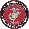 thumbnail image 1 of U.S.M.C. MOS 0491 Combat Service Support Chief Decal 5.5" - Red, 1 of 1