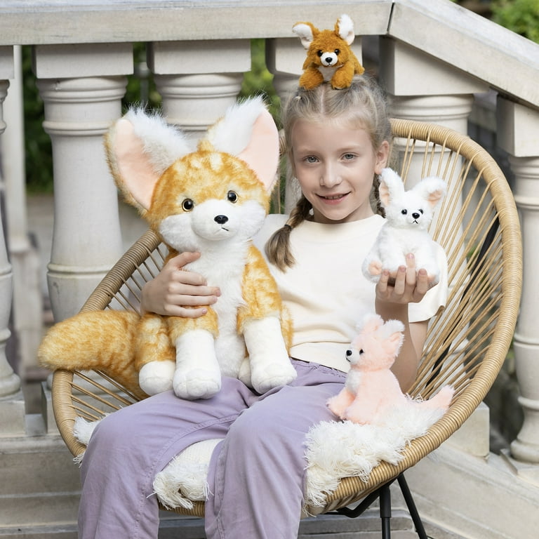 FRIENDS WITH ANIMALS レース付きホワイトスカート FWA MorisMos, 17'' Fennec Fox Stuffed Animals with 3 Plush Babies