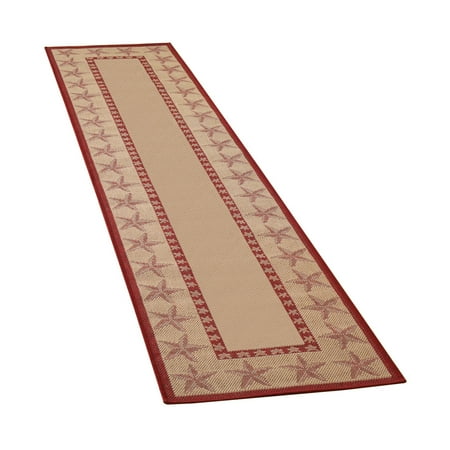 Rustic Jute Star Indoor Outdoor Floor Runner Rug For Hallways Entry Sunroom Porch