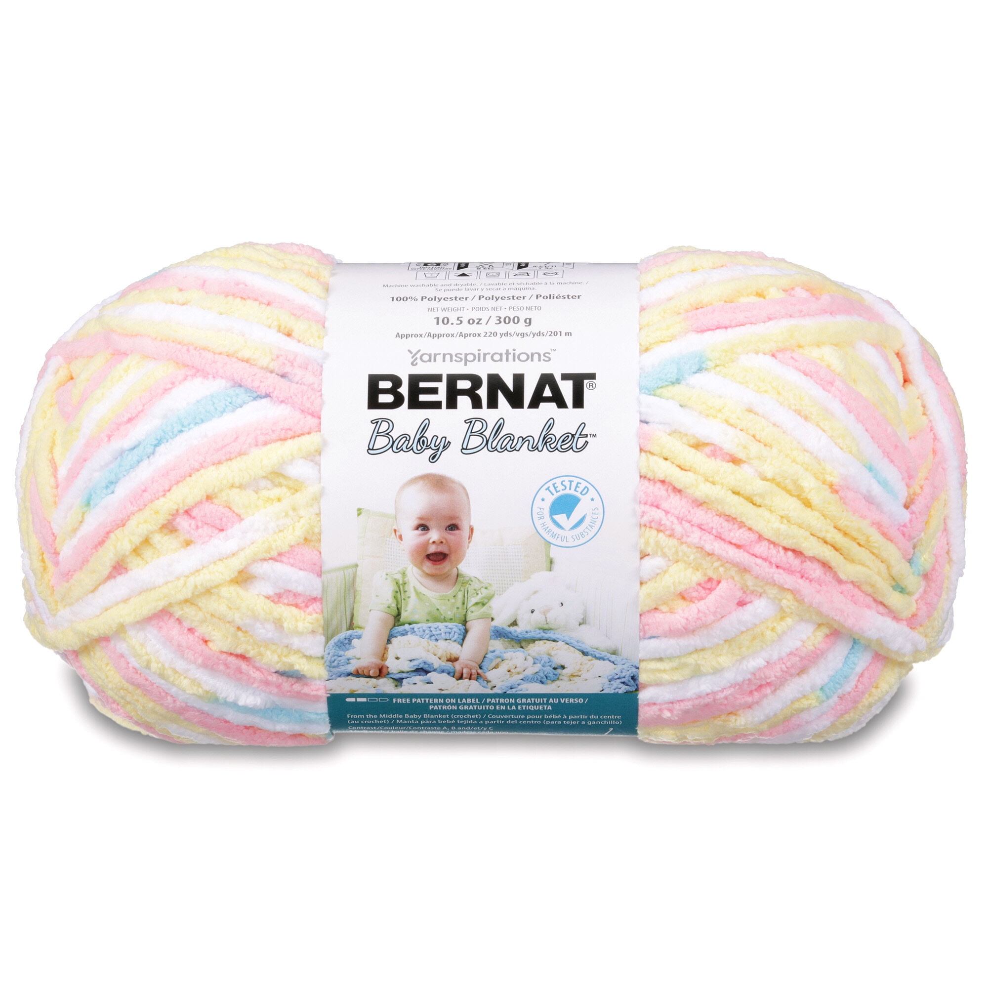 Bernat® Baby Blanket™ #6 Super Bulky Polyester Yarn, Pitter Patter 10.5oz/300g, 220 Yards (4 Pack)