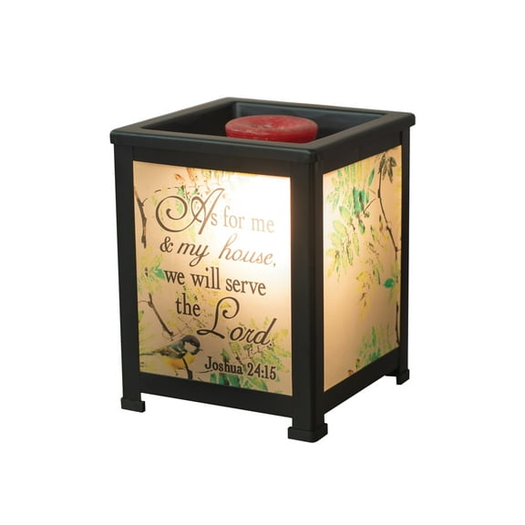 My House Will Serve Lord Birds Black Metal Electrical Wax Tart & Oil Glass Lantern Warmer
