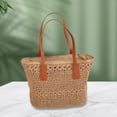 thumbnail image 5 of Women Straw Woven Handbag Handwoven Boho Top Handle Satchel Purse with Zipper Tote for Travel Vacation Beach Summer , khaki, 5 of 8