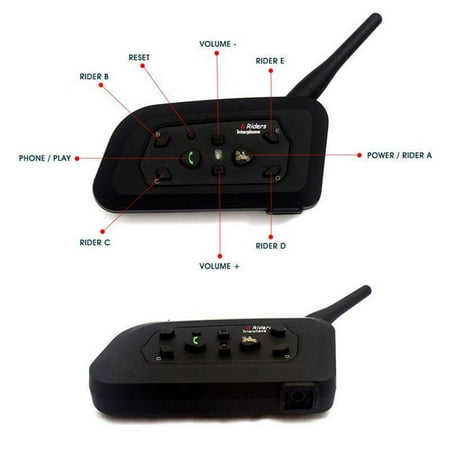 Motorcycle Wireless Headset / Intercom 1200M Hands-Free Interphone Helmet Headset For Six Motorcycle Riders