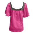 thumbnail image 6 of Endives Women's Boho Short Butterfly Sleeve Top Square Neck Top, 6 of 6