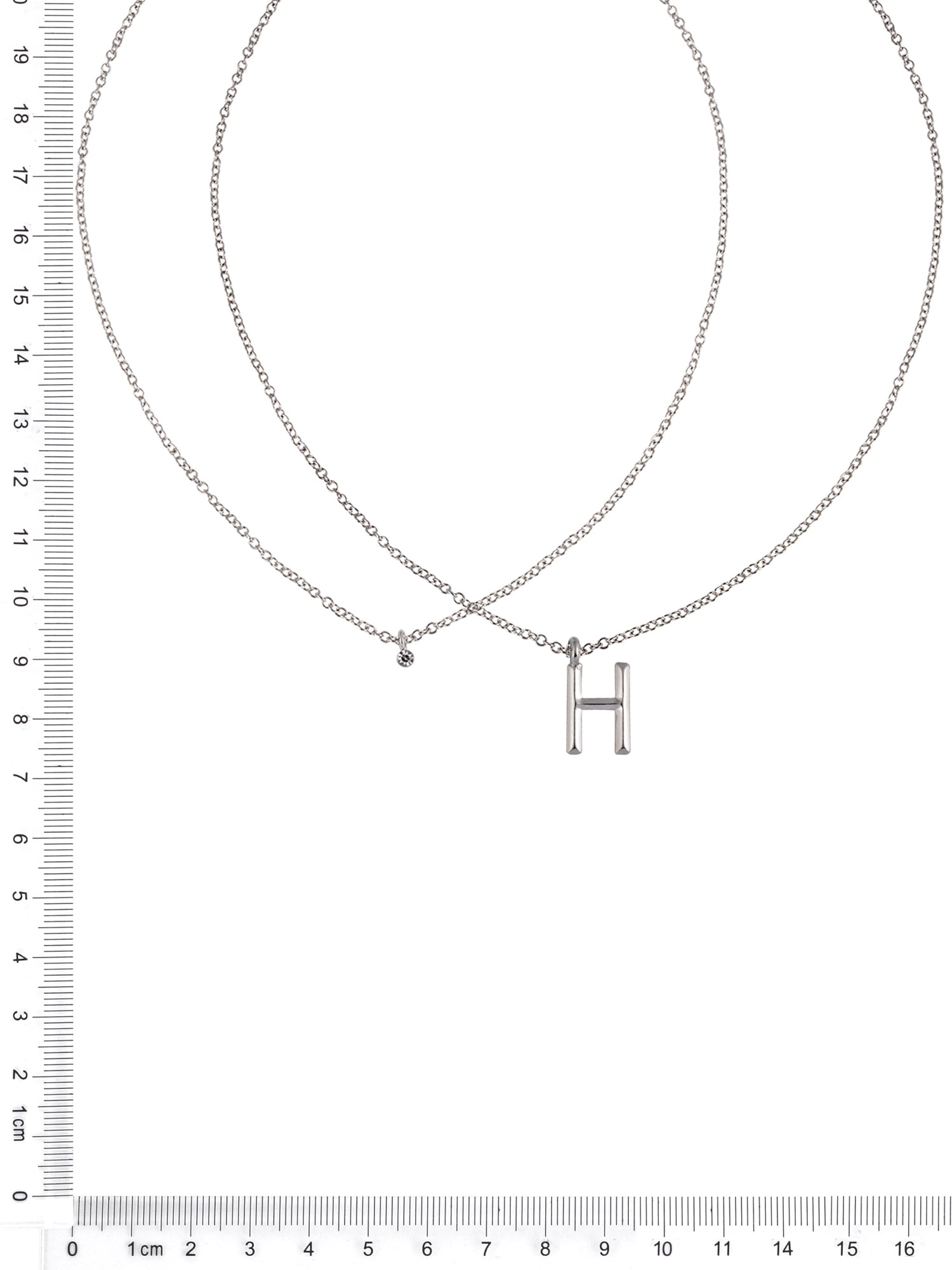 Time and Tru Siilvertone Rolo Chain 2 Row Initial "H" Pendant Necklace