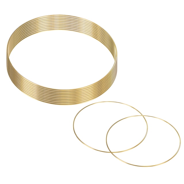 Uxcell Paquete de 12 Anillos de Atrapasueños, Forma Redonda de Metal de 7.9 Pulgadas para Decoraciones de Manualidades DIY Dorado