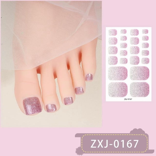 22pcs Solid Color Toe Nail Sticker Wraps, Full Cover Self-Adhesive Toenail Polish Strips for DIY Summer Foot Decals, Long-Lasting & Easy Apply
