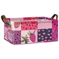 thumbnail image 2 of Cubes Pink Straberries Storage Bins with Handles Foldable Storage Baskets for Shelves Organizer Cloth Baskets, 2 of 8