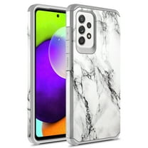 Samsung A03S Case, Rosebono Slim Hybrid Shockproof Hard Cover Graphic Fashion Colorful Skin Cover Armor Case for Samsung A03S (White Marble)