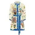 thumbnail image 3 of Women's Printed Tie Waist Mini Shirt Dress with Belted Front Button Details Polyester % Fabric with lightweight drape, 3 of 4
