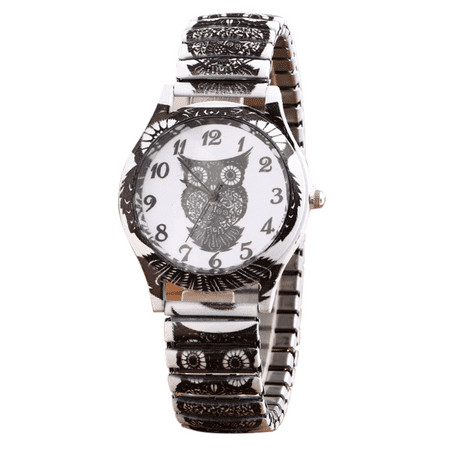 Printed Black and White Classic Style Owl Design Anti-Tarnish Dress Casual Stretch Band
