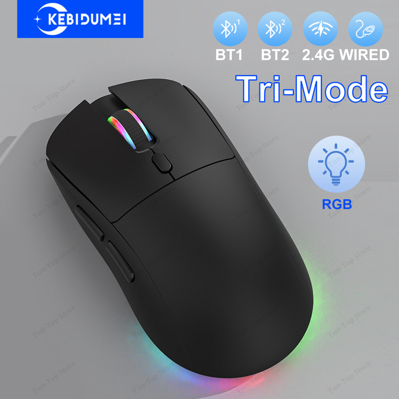 Tri-mode RGB Gaming Mouse Dual BT/2.4G/USB Wired Mouse Rechargeable Mouse 6 Button 4800DPI Bluetooth 5.3 Mouse for Laptop Tablet