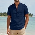 thumbnail image 2 of hotojiny Men's Casual Henley Shirt Breathable Short Sleeve Shirt for Mens Summer Beach T-Shirts Vacation Outfit, 2 of 7