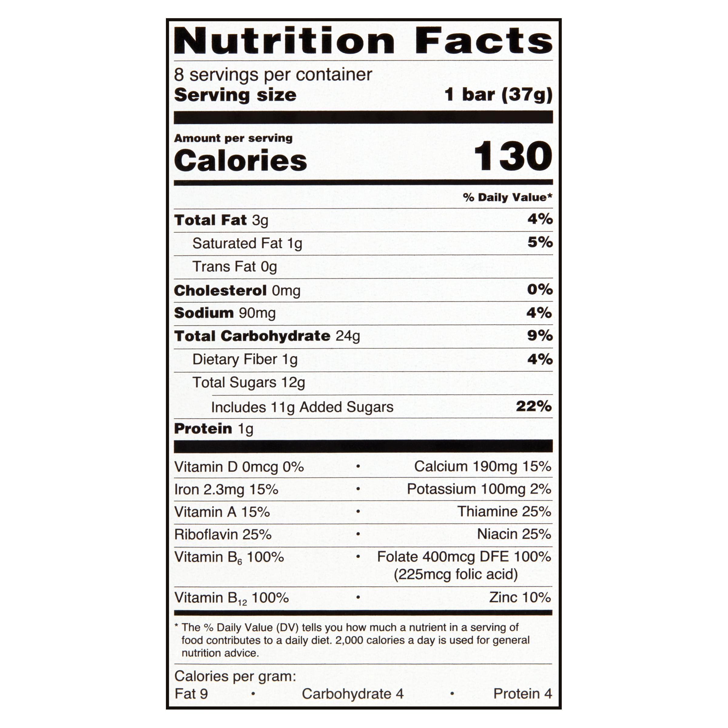Great Value Fruit & Grain Cereal Bars, Strawberry, 1.3 oz, 8 Count