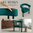 thumbnail image 2 of Vanity Chair for Makeup Room, Corduroy Accent Chair with U-Shaped Backrest, Modern Comfy Desk Chair No Wheels, Upholstered Dining Chair with Metal Legs for Bedroom, Living Room (Blue,1), 2 of 7