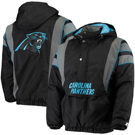 Carolina Panthers Starter Thursday Night Gridiron Reflective Stripe Half-Zip Hooded Jacket - Black