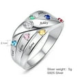 thumbnail image 3 of Personalized Custom Name Rings For Women 925 Sterling Silver Infinity Mother 6 Round Cut Simulated Birthstones Twisted Stacking Engagement Wedding Ring, 3 of 5