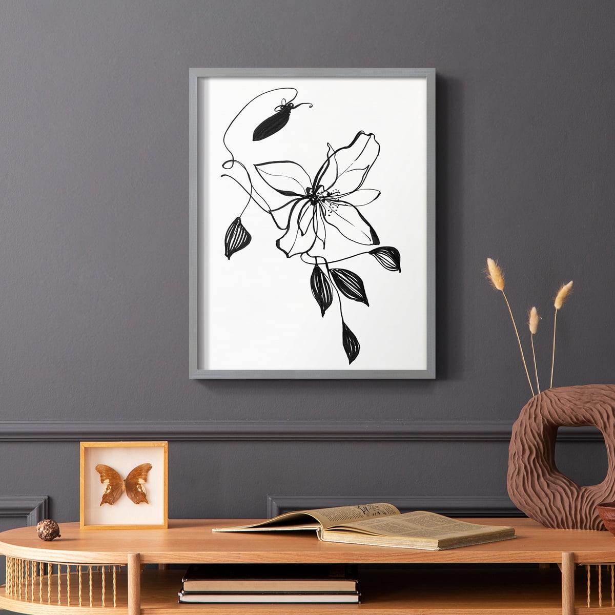 Wild Clematis I Framed Print in Gray Solid Wood 16 x 20 Framed Print