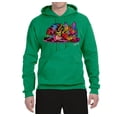 thumbnail image 2 of Wild Bobby, Colorful Rainbow Cat Animal Lover Unisex Graphic Hoodie Sweatshirt, Kelly, Medium, 2 of 3